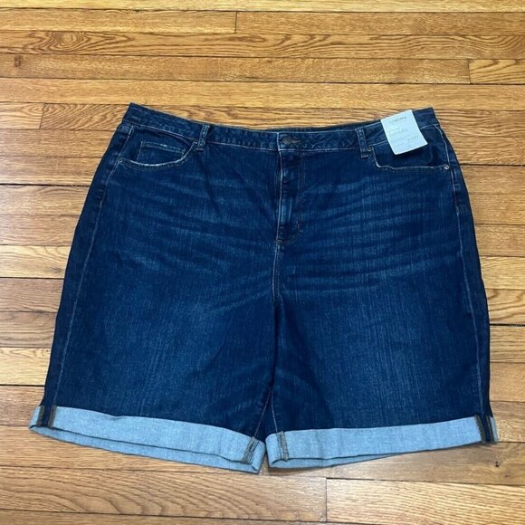 Sonoma Bermuda Denim Shorts Women's Plus Size 24W Dark Wash Blue NWT $32 - Picture 1 of 5